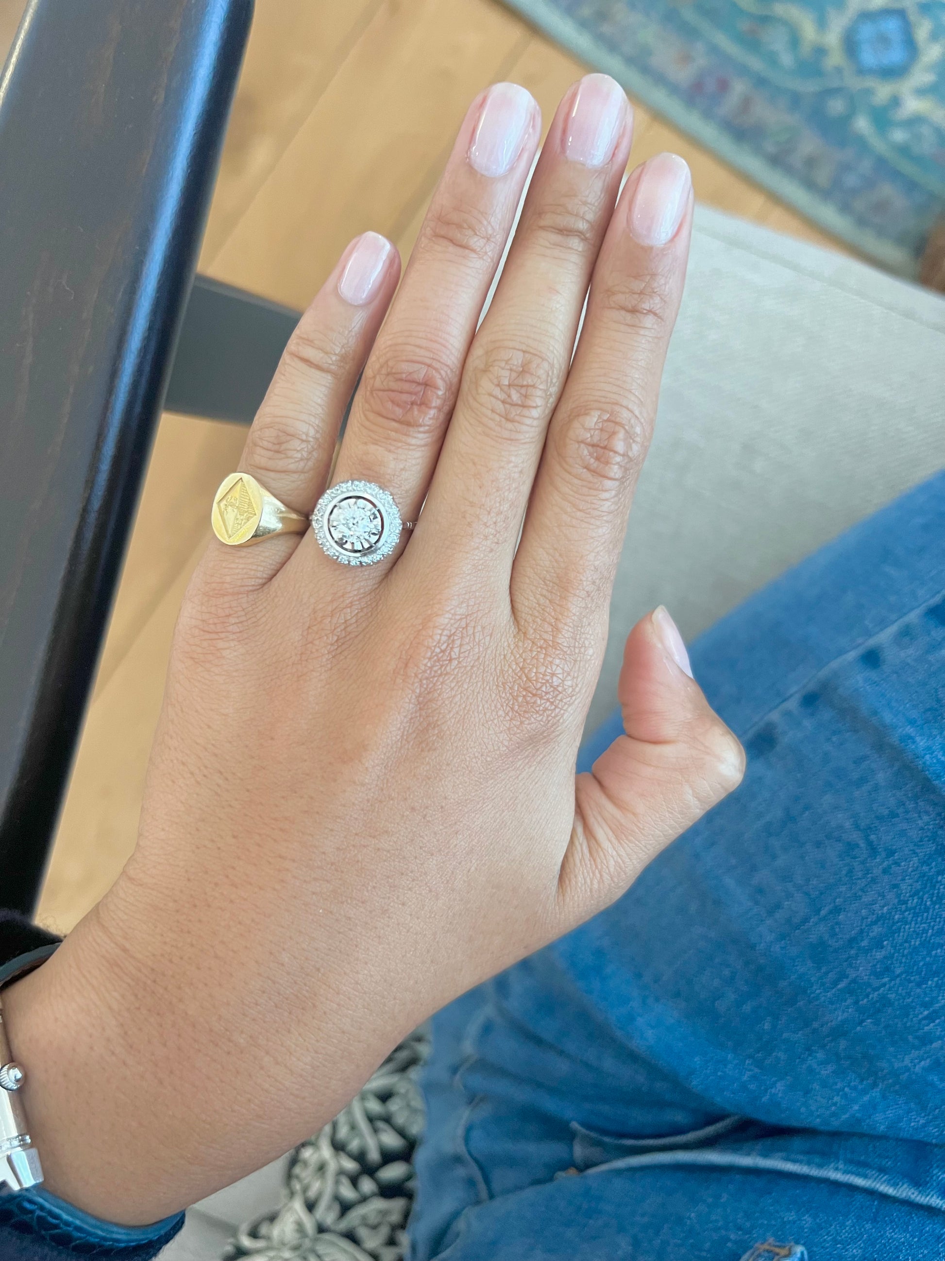 "Hortense" Bague Cible Art déco diamants