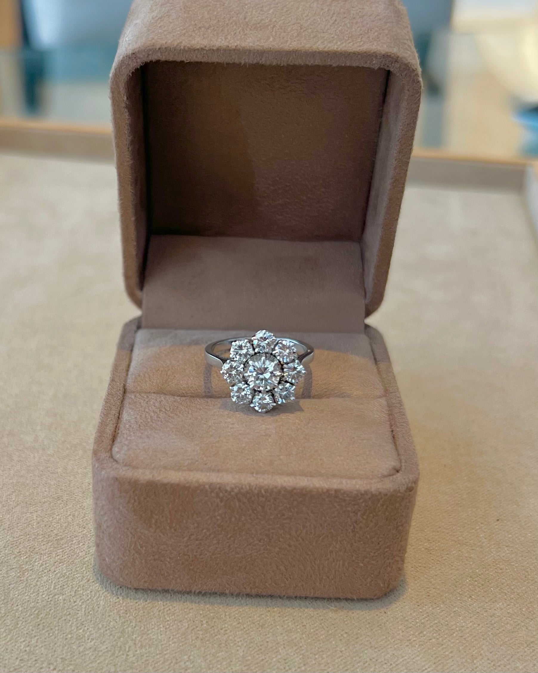 "Olympe" Bague Marguerite en or blanc, platine et diamants