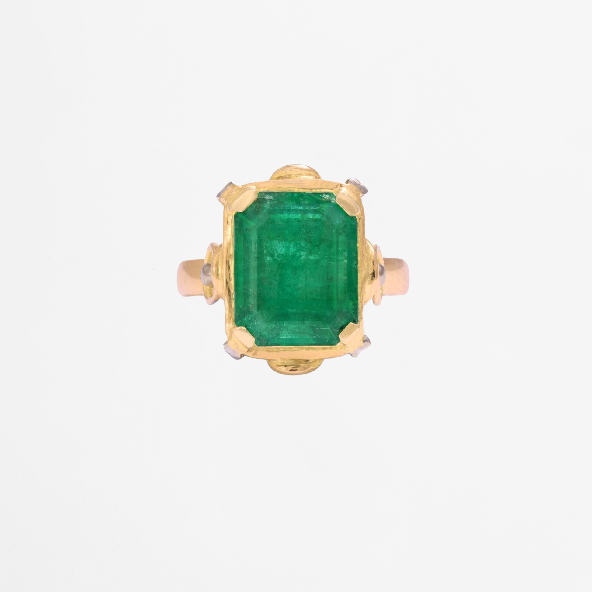 "Salomé" Bague en or jaune, or blanc et émeraude