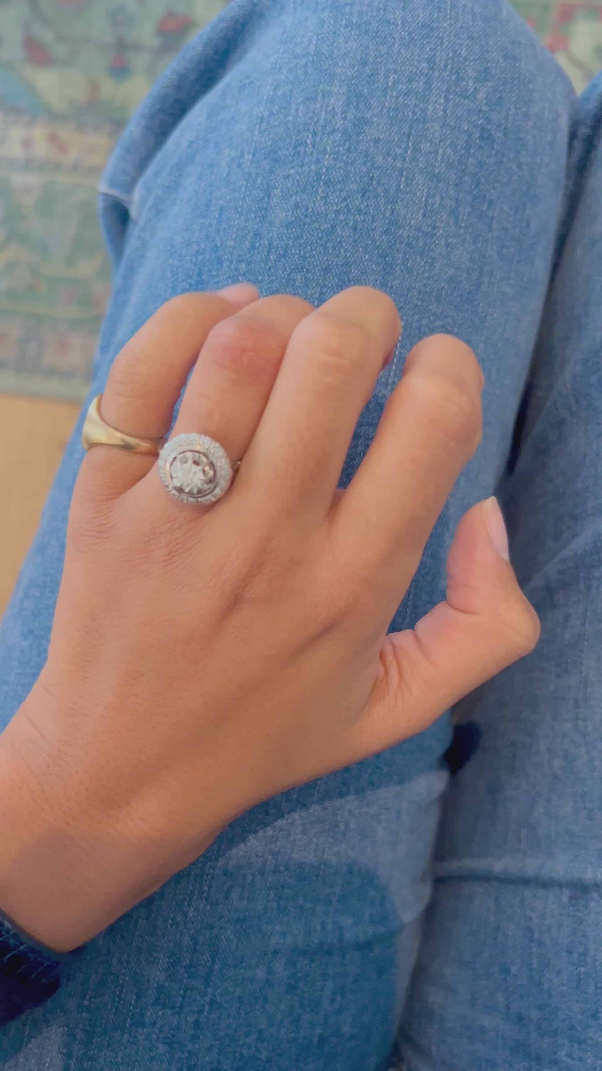 "Hortense" Bague Cible Art déco diamants