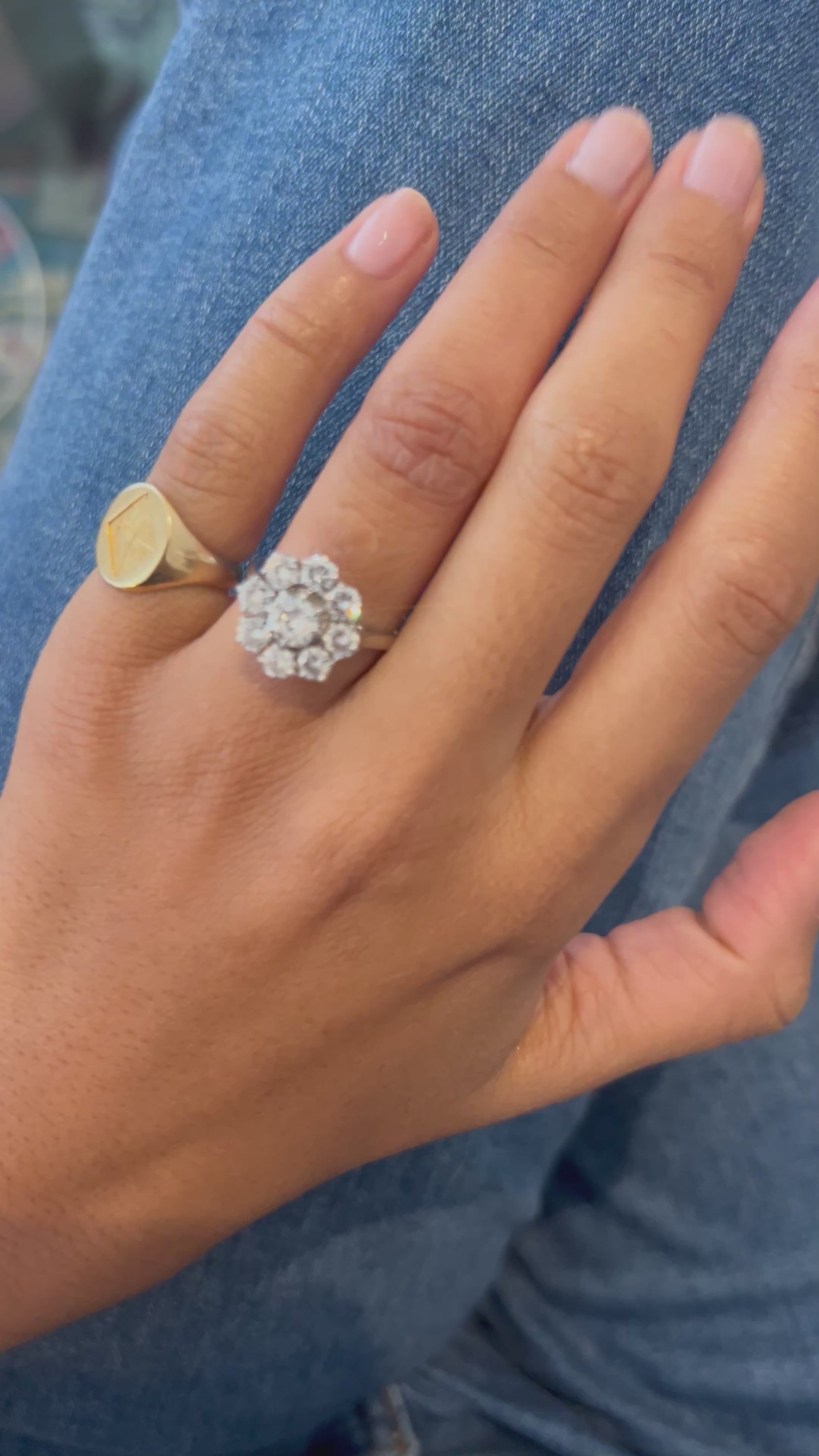 "Olympe" Bague Marguerite en or blanc, platine et diamants