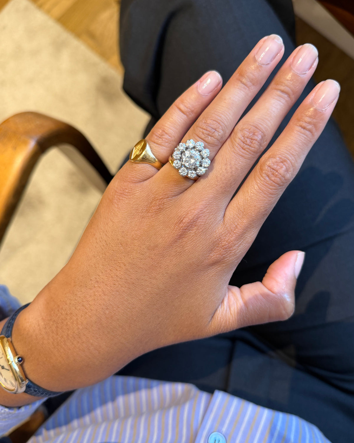 «  Alexandrine »  Bague Marguerite en platine et diamants