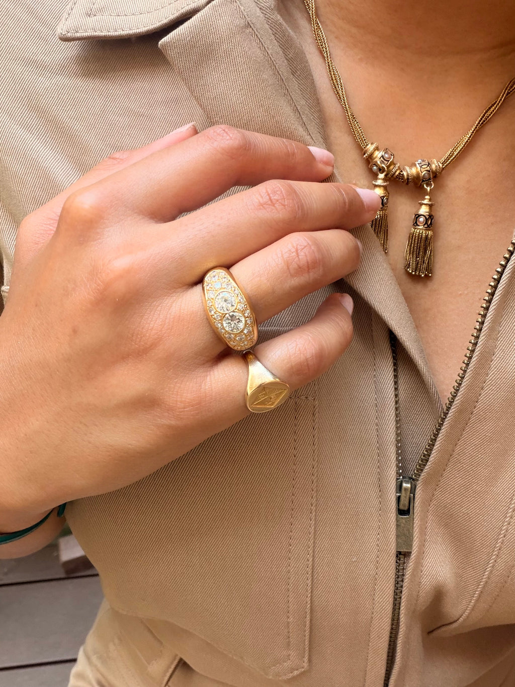 "Louison" Bague Jonc en or jaune et diamants