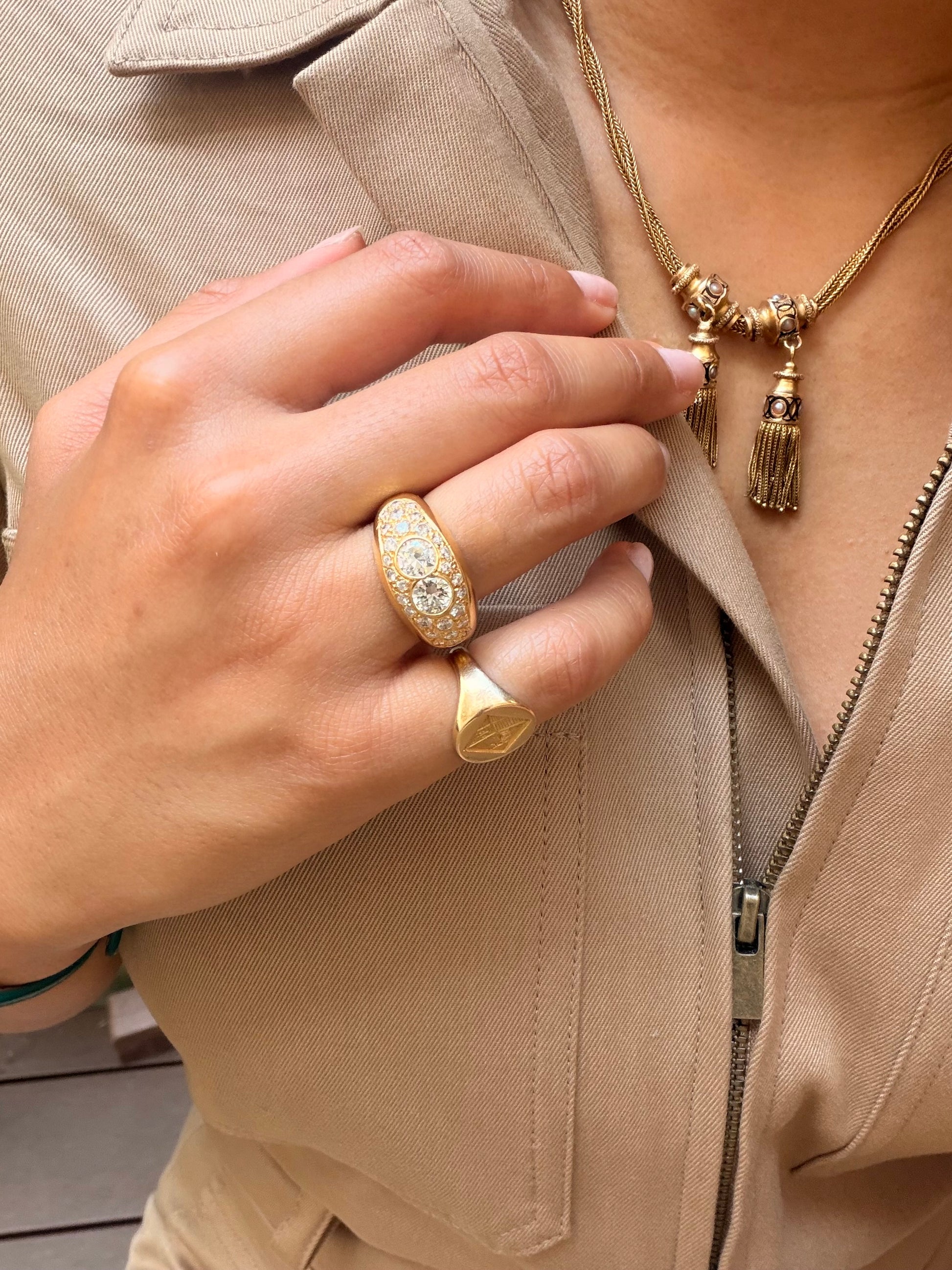 "Louison" Bague Jonc en or jaune et diamants