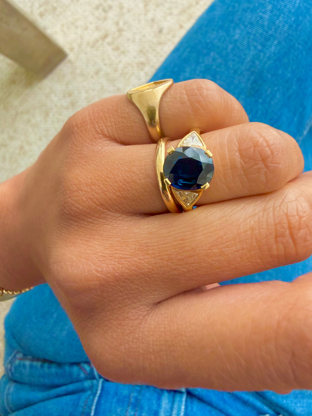 « Alma » Bague trilogie saphir et diamants