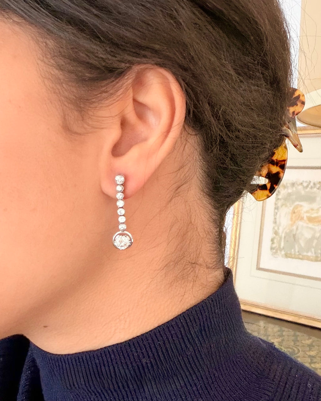 White gold, platinum and diamond earrings