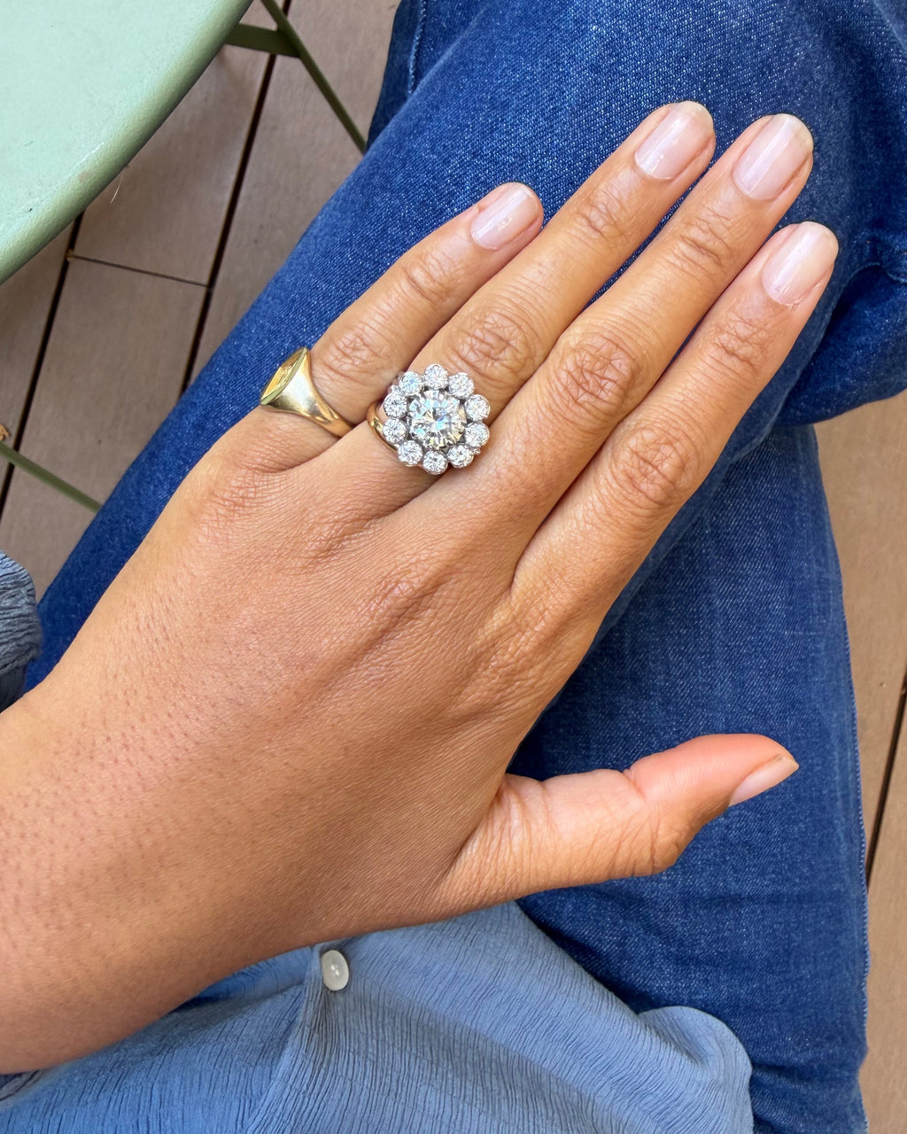 «  Alexandrine »  Bague Marguerite en platine et diamants