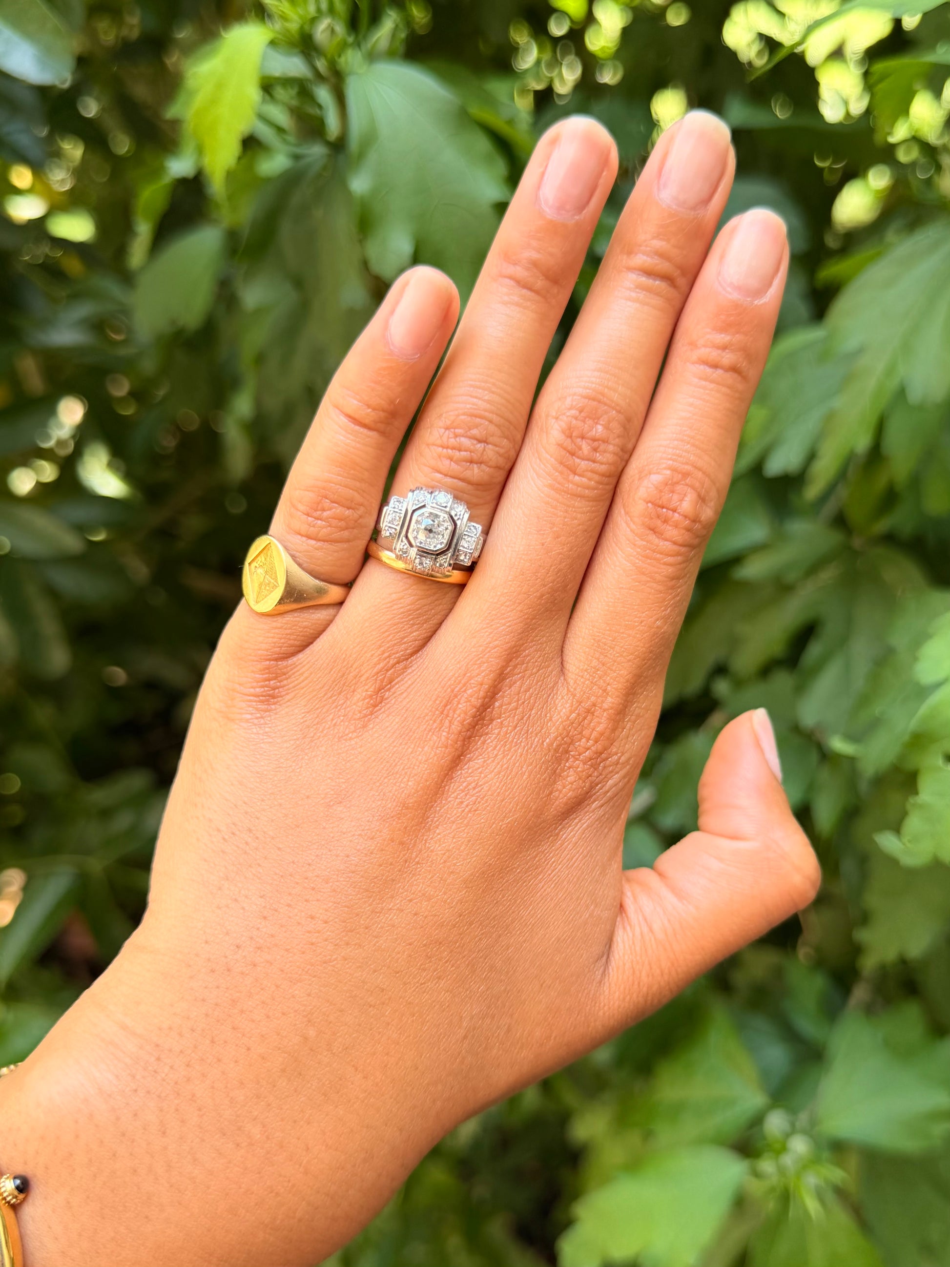 « Margaux » Bague art déco en platine et diamants