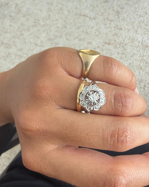 « Fleur » Bague Marguerite en or blanc et diamants