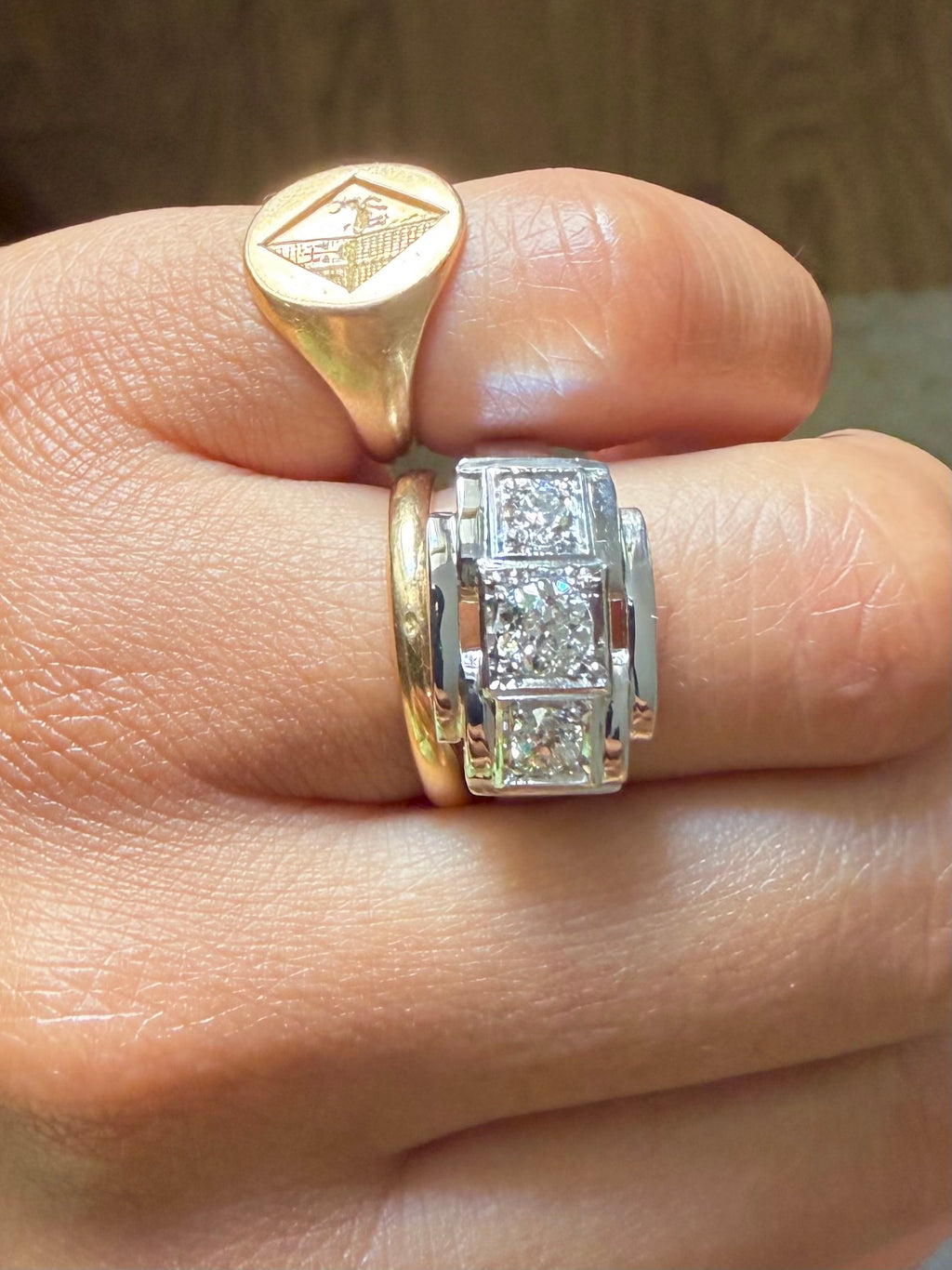 "Justine" Bague Tank en platine et diamants