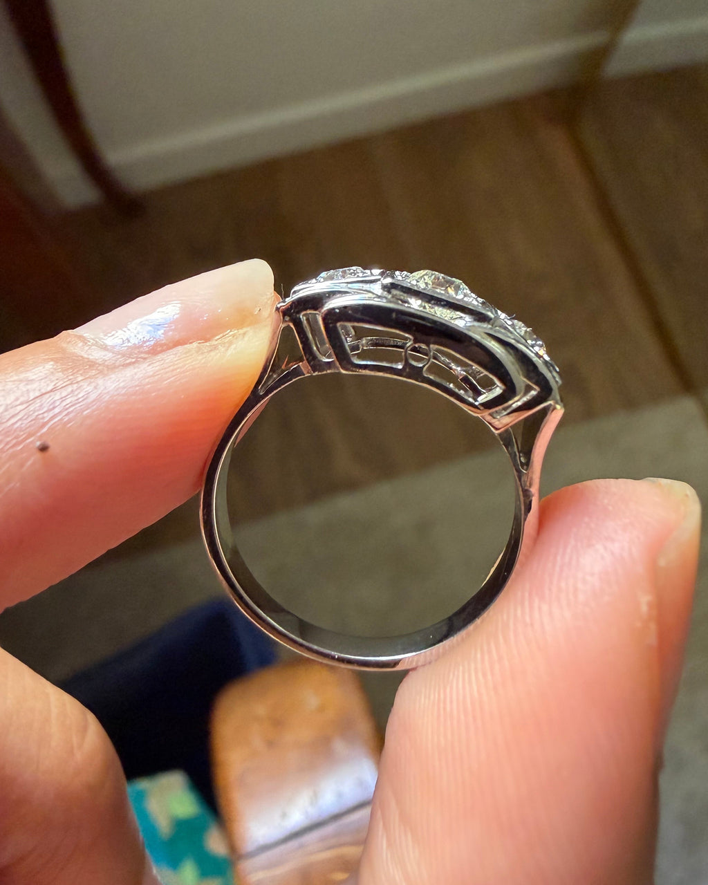 "Justine" Bague Tank en platine et diamants