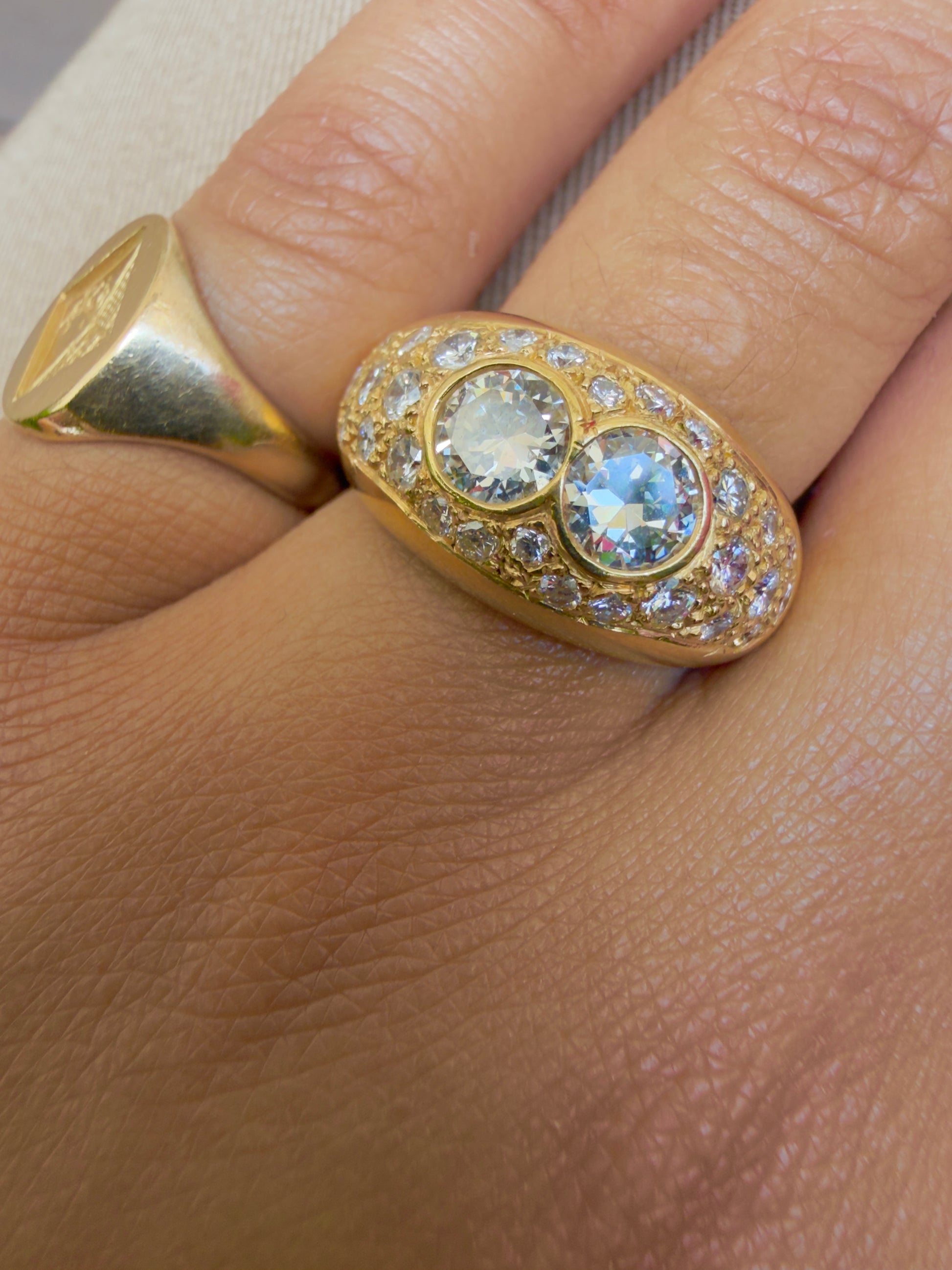 "Louison" Bague Jonc en or jaune et diamants
