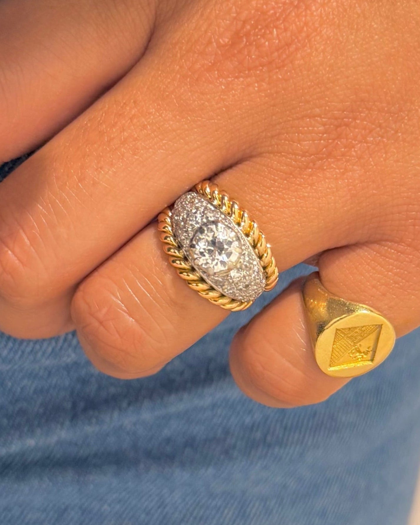 « Olivia » Bague double jonc or et diamants