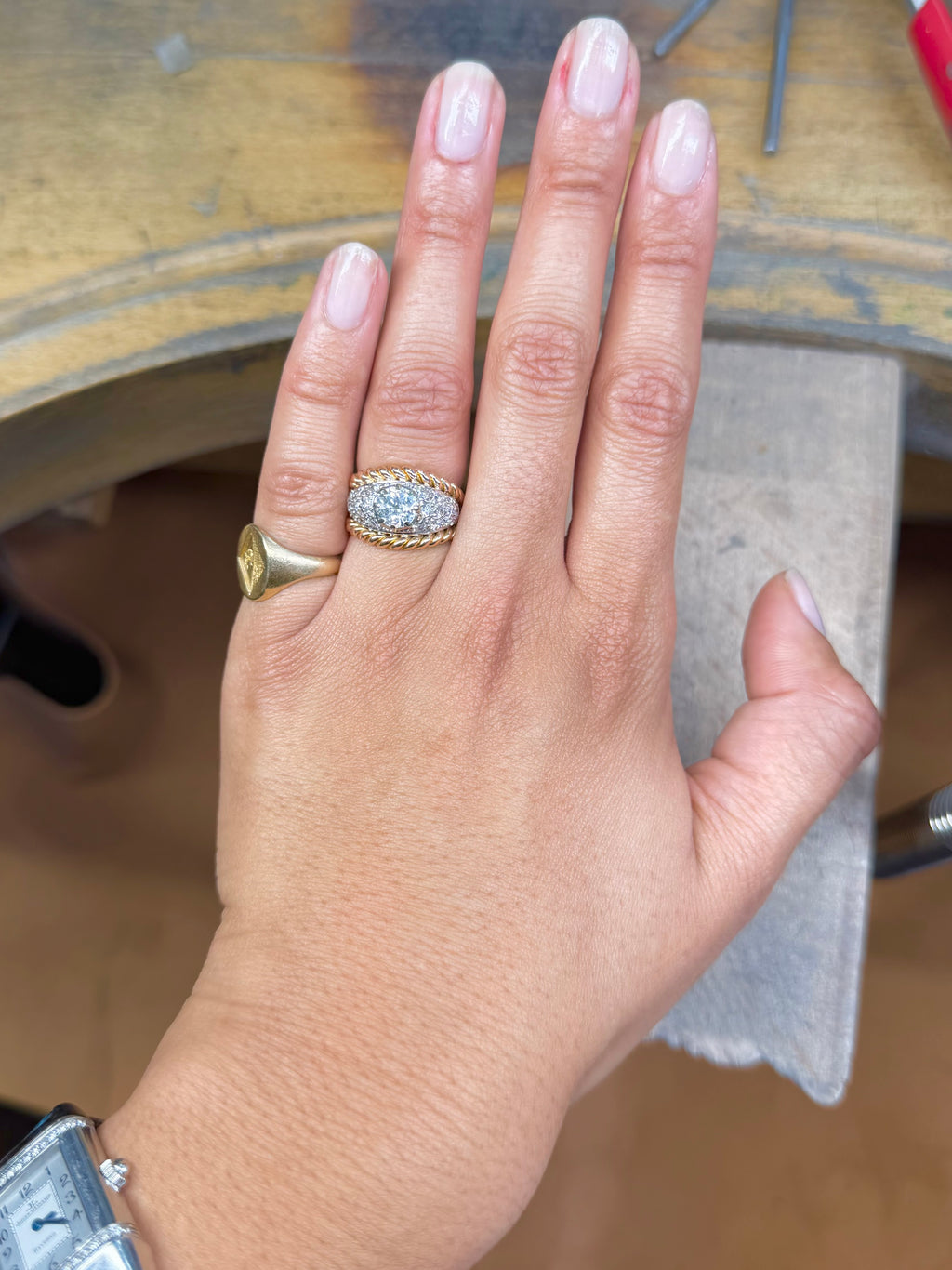 « Olivia » Bague double jonc or et diamants