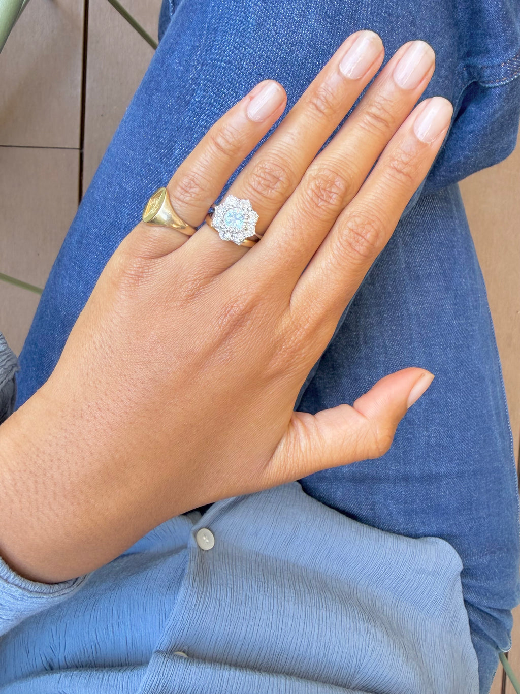 « Pia » Bague Marguerite en or blanc et diamants