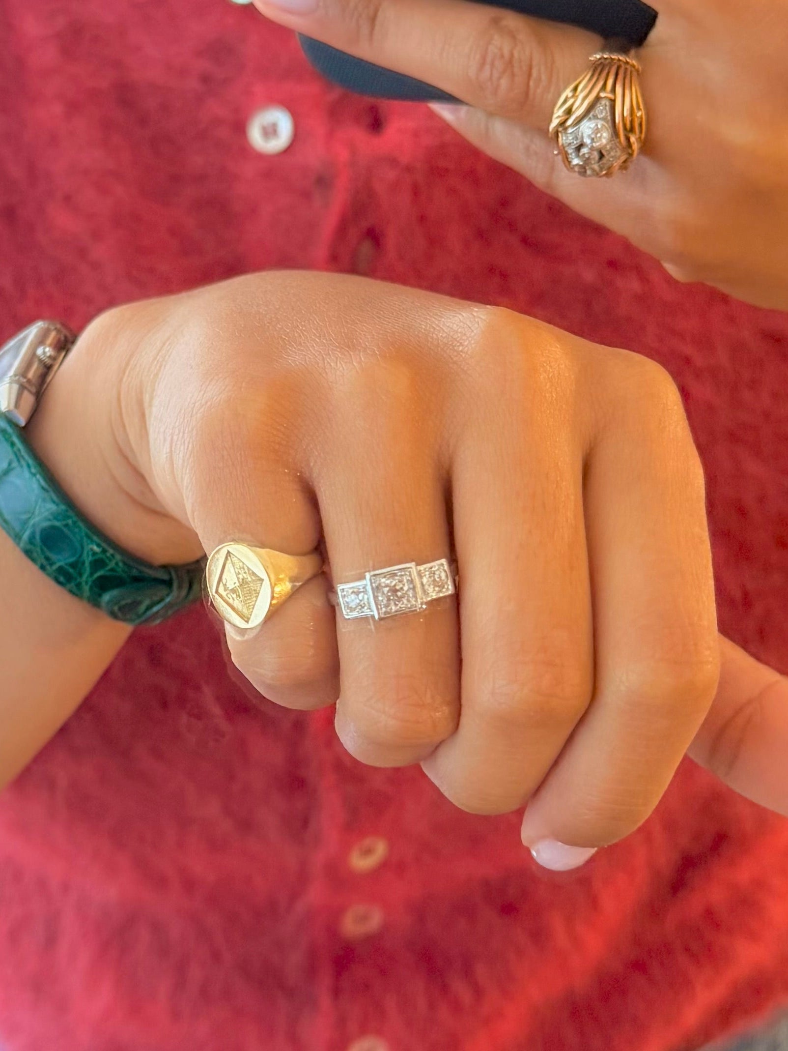 "Juliette" Bague trilogie art déco en or blanc et diamants 1.25 carats