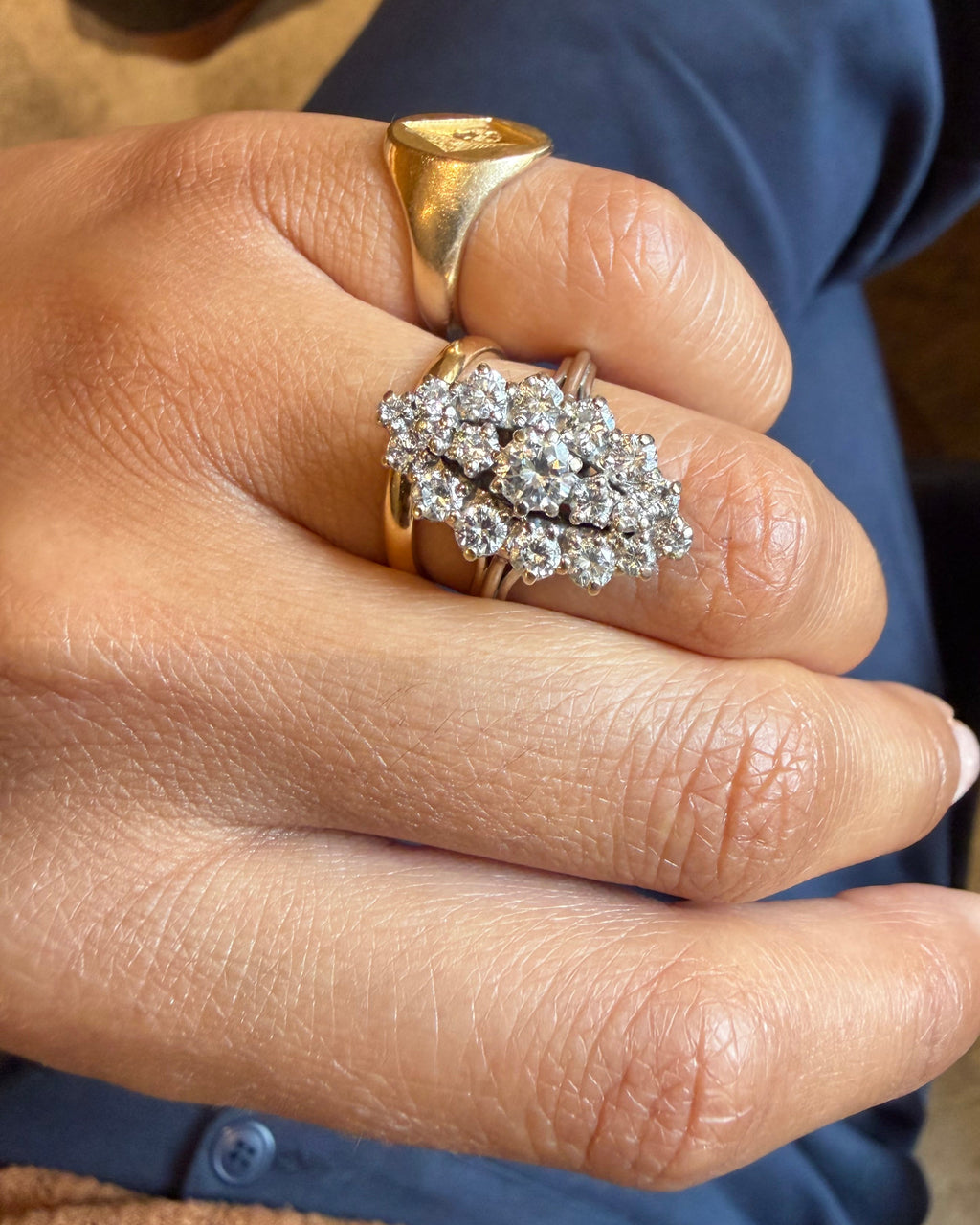 "Constance" Bague Marquise en or blanc et diamants 1.80 carats