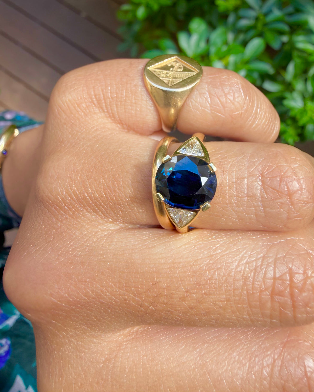 « Alma » Bague trilogie saphir et diamants