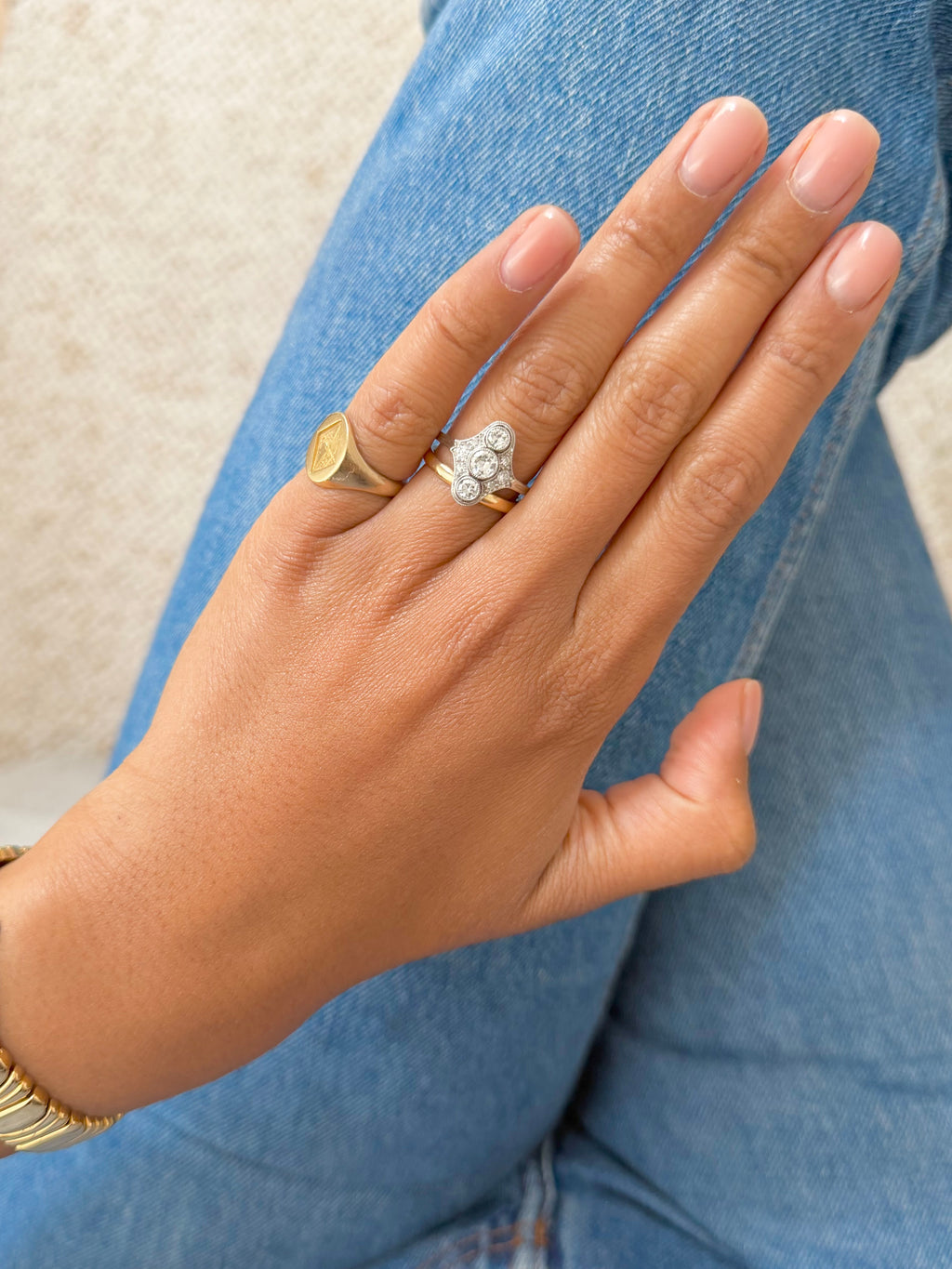 « Faustine » Bague art déco diamants