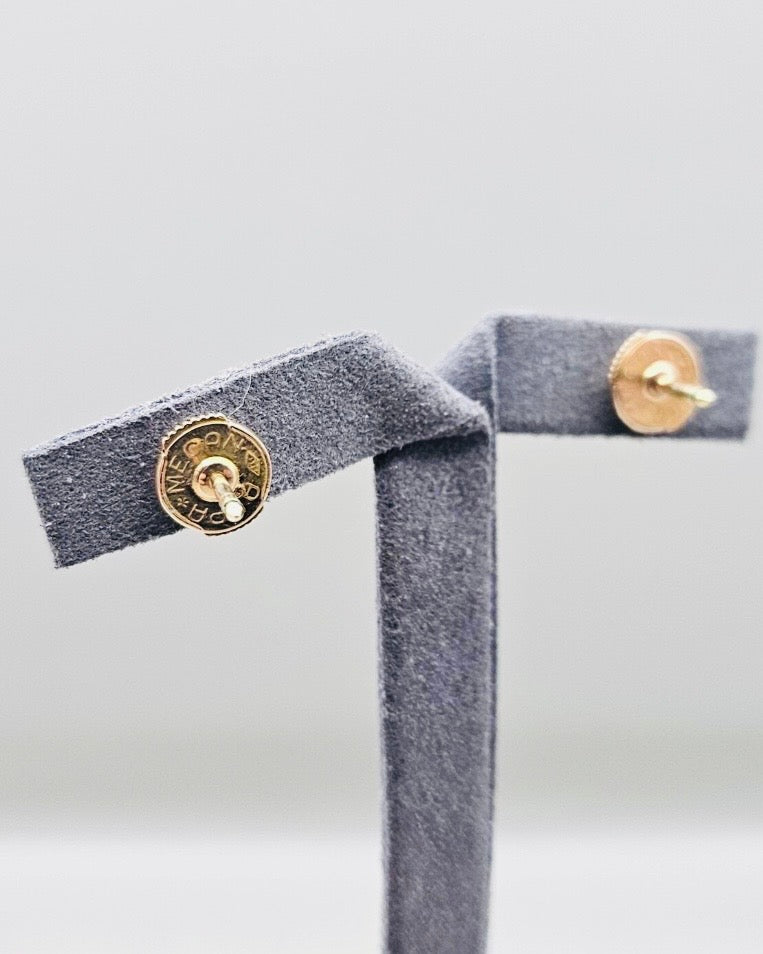 Earrings in yellow gold, diamonds and rubies