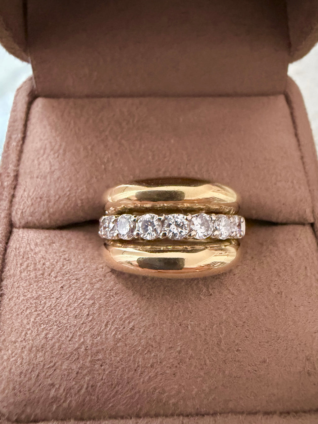 "Bénédicte" Bague bandeau en or jaune et diamants