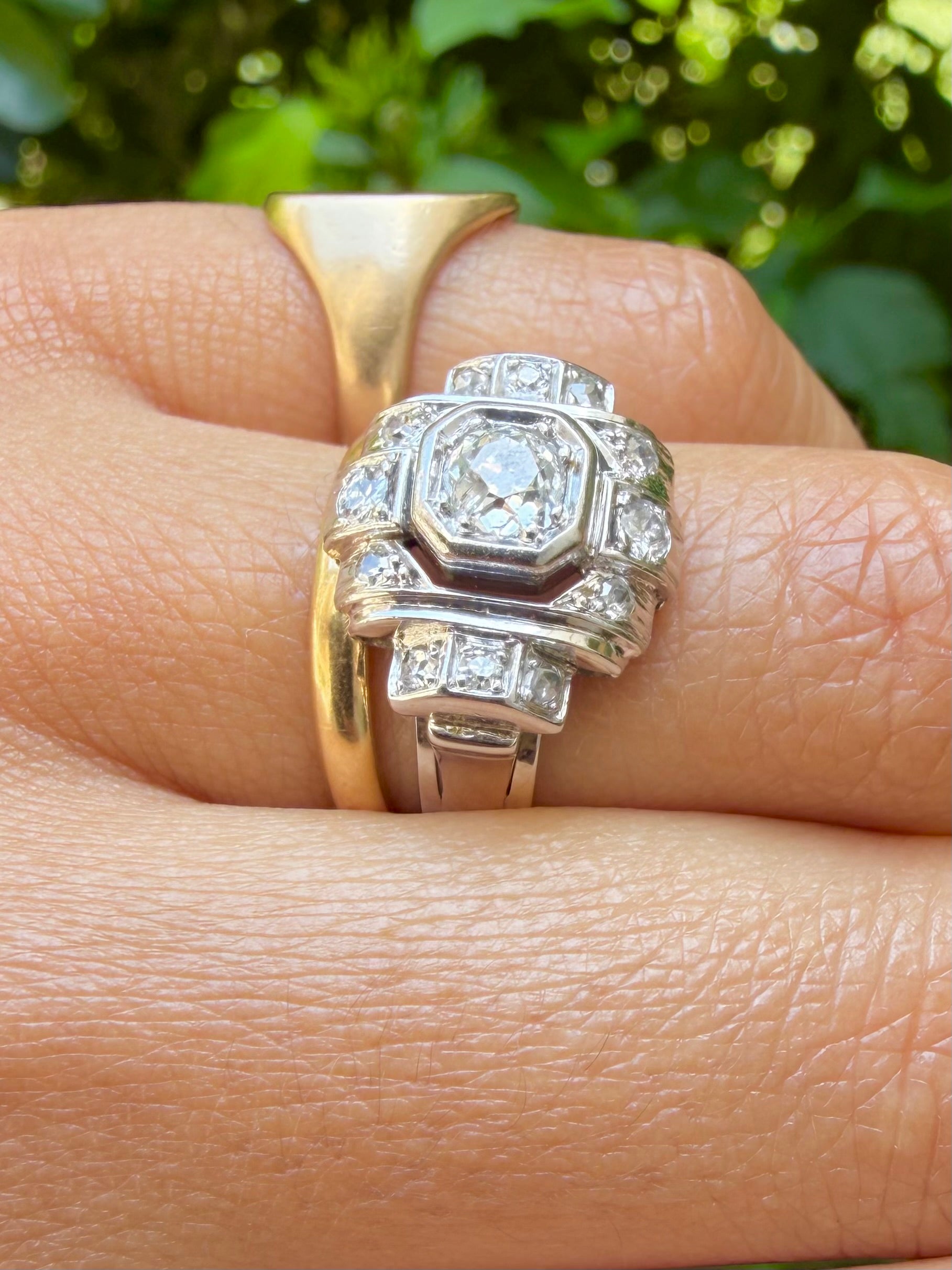 « Margaux » Bague art déco en platine et diamants