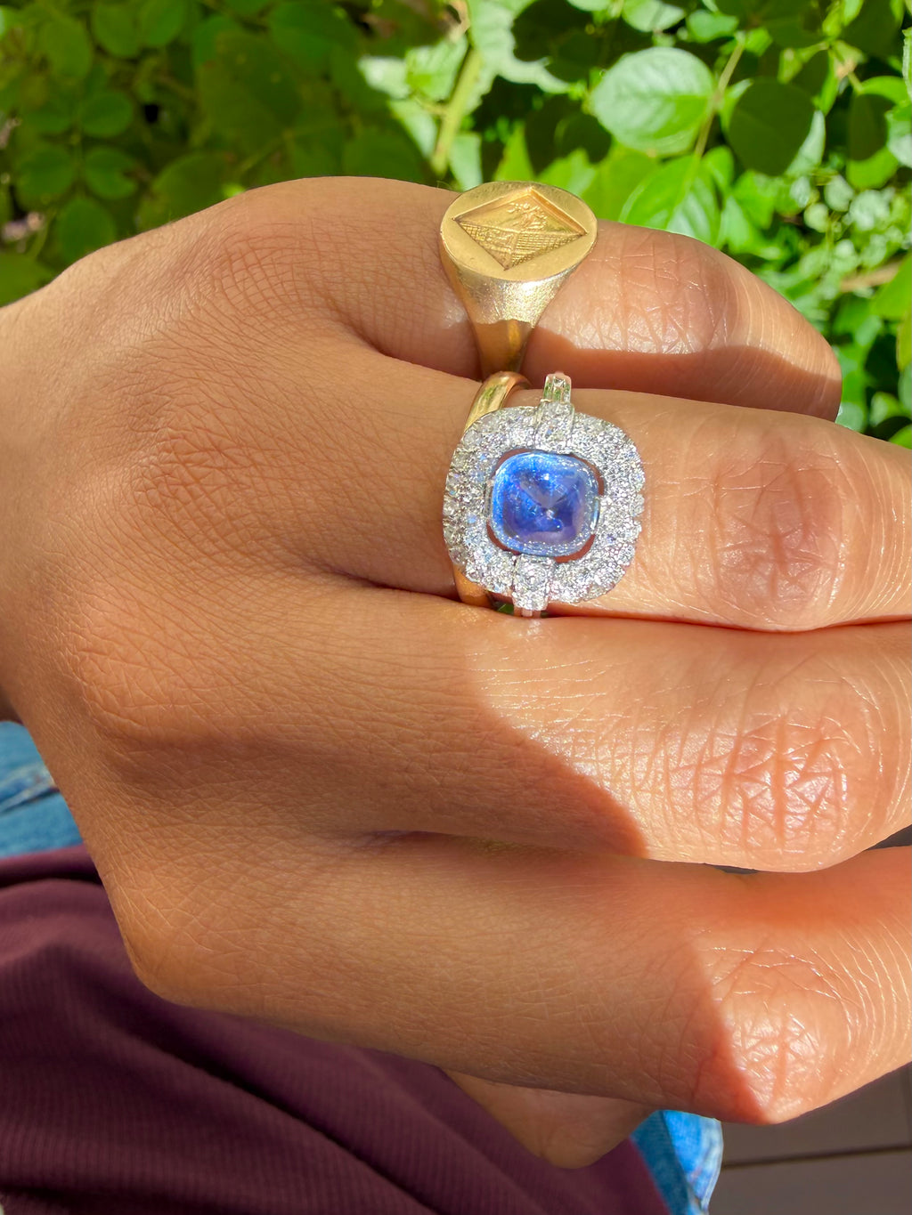 "Blanche" Bague en platine, saphir et diamants