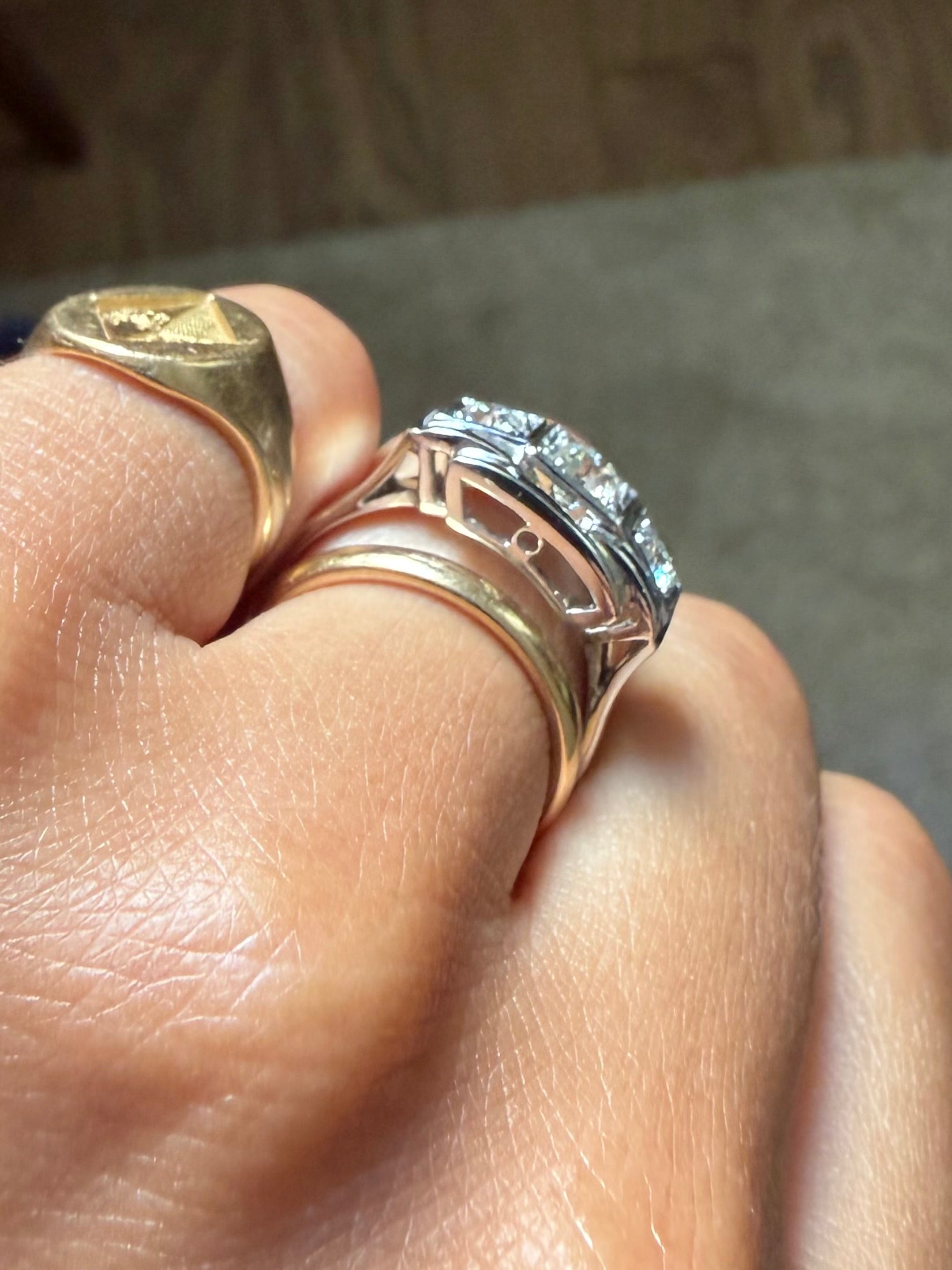"Justine" Bague Tank en platine et diamants