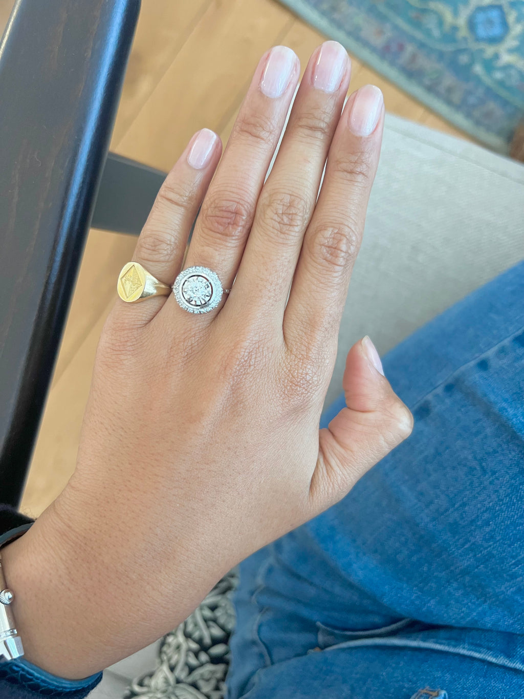 "Hortense" Bague Cible Art déco diamants