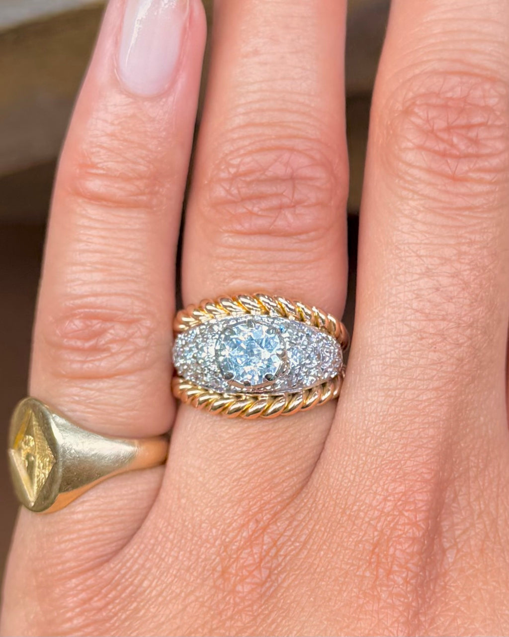 « Olivia » Bague double jonc or et diamants