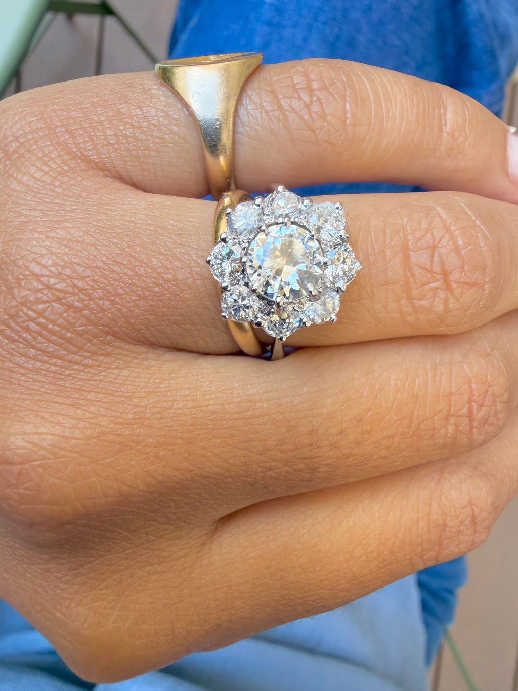 « Pia » Bague Marguerite en or blanc et diamants