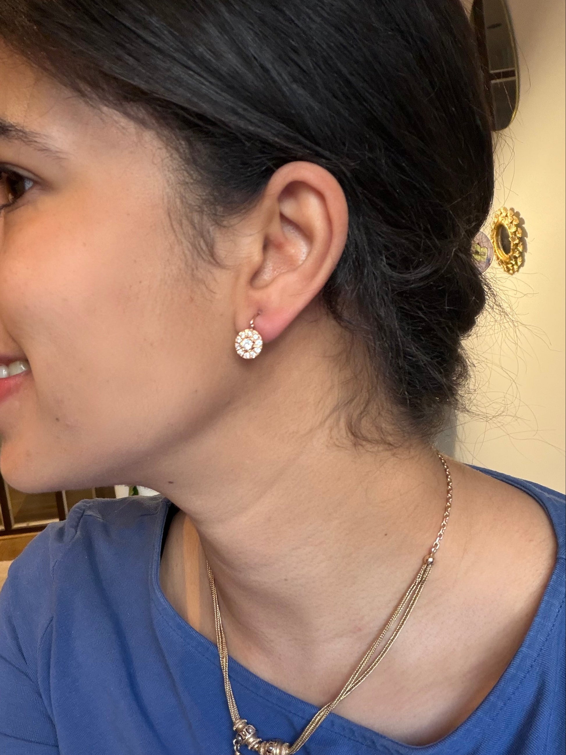 Dormeuses en or rose et diamants 1.98 carats