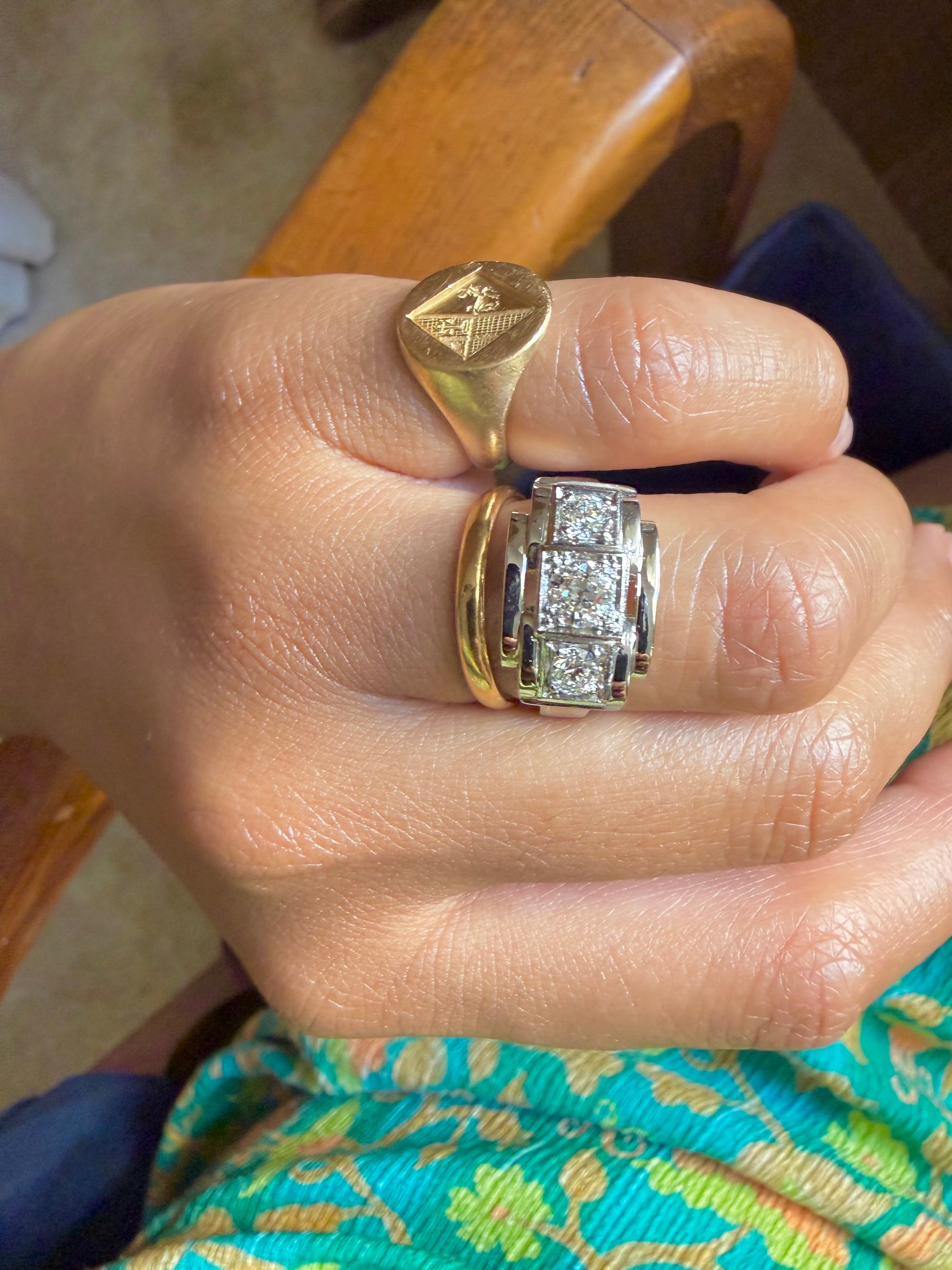 "Justine" Bague Tank en platine et diamants