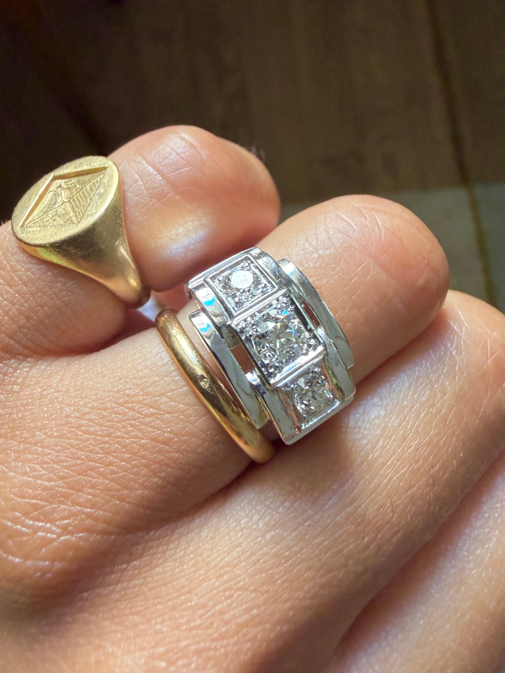"Justine" Bague Tank en platine et diamants
