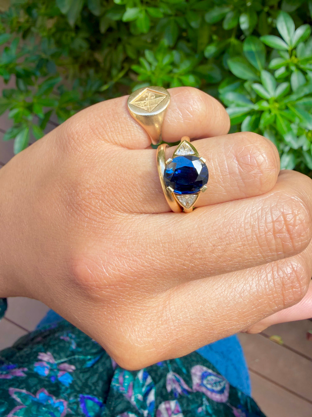 « Alma » Bague trilogie saphir et diamants