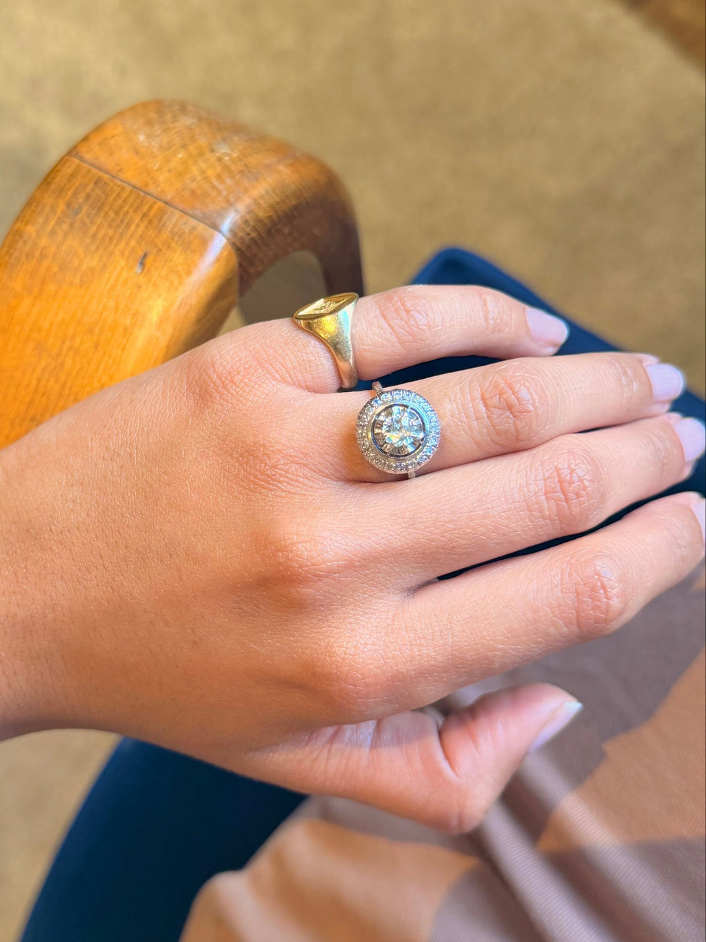 "Hortense" Bague Cible Art déco diamants