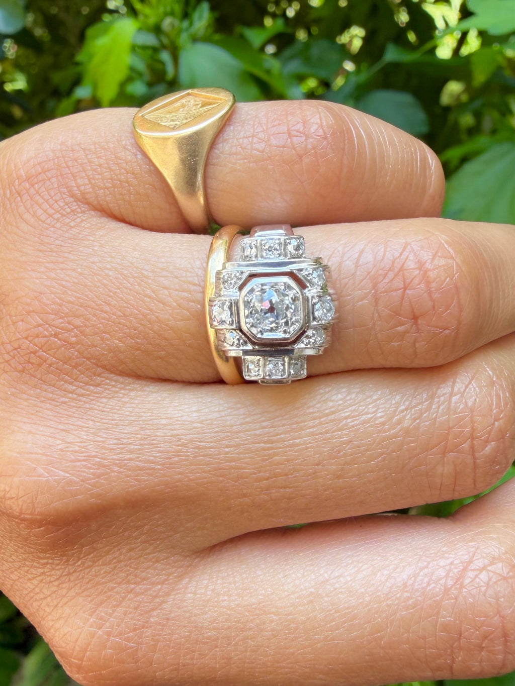 « Margaux » Bague art déco en platine et diamants