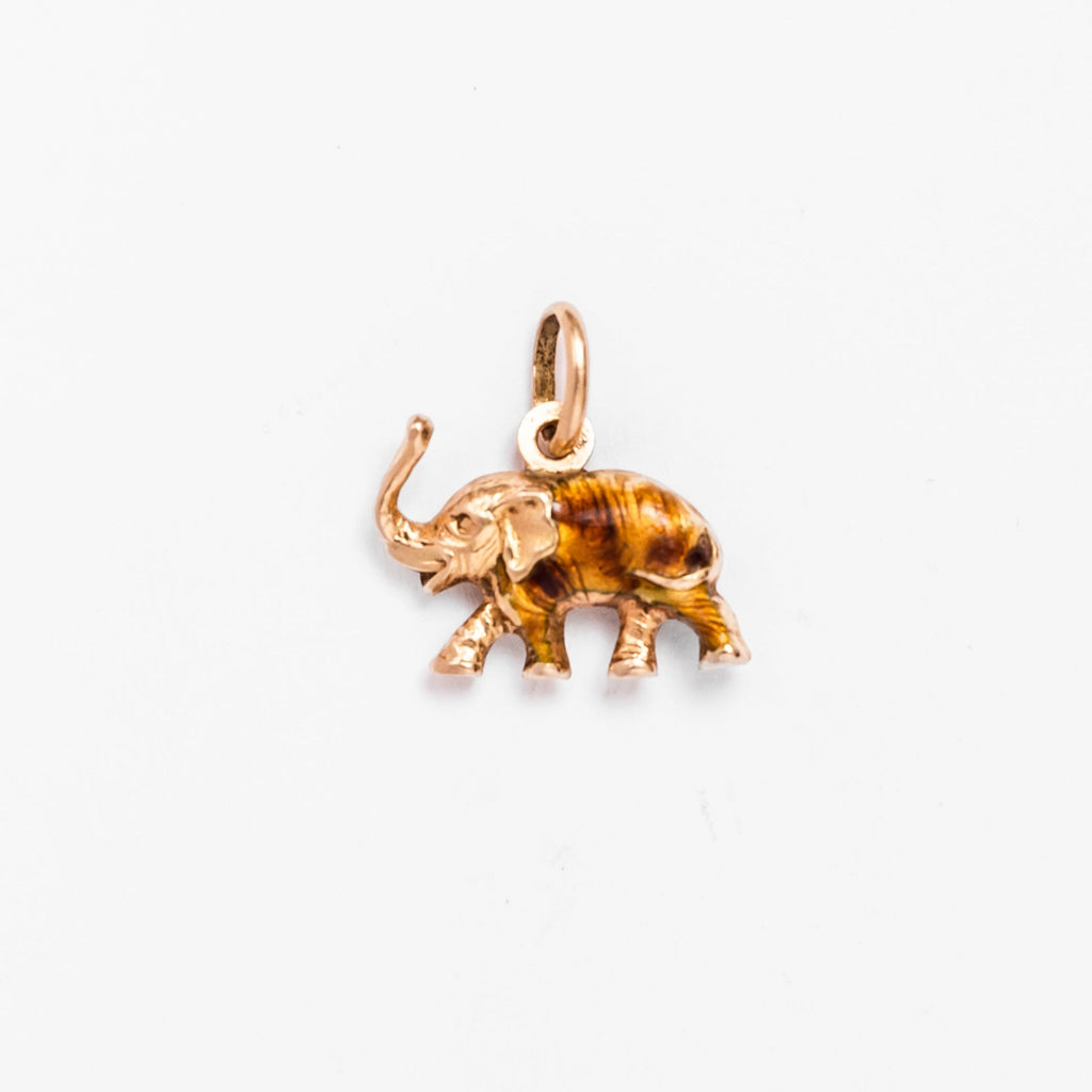 Pendentif Éléphant en or jaune émaillé