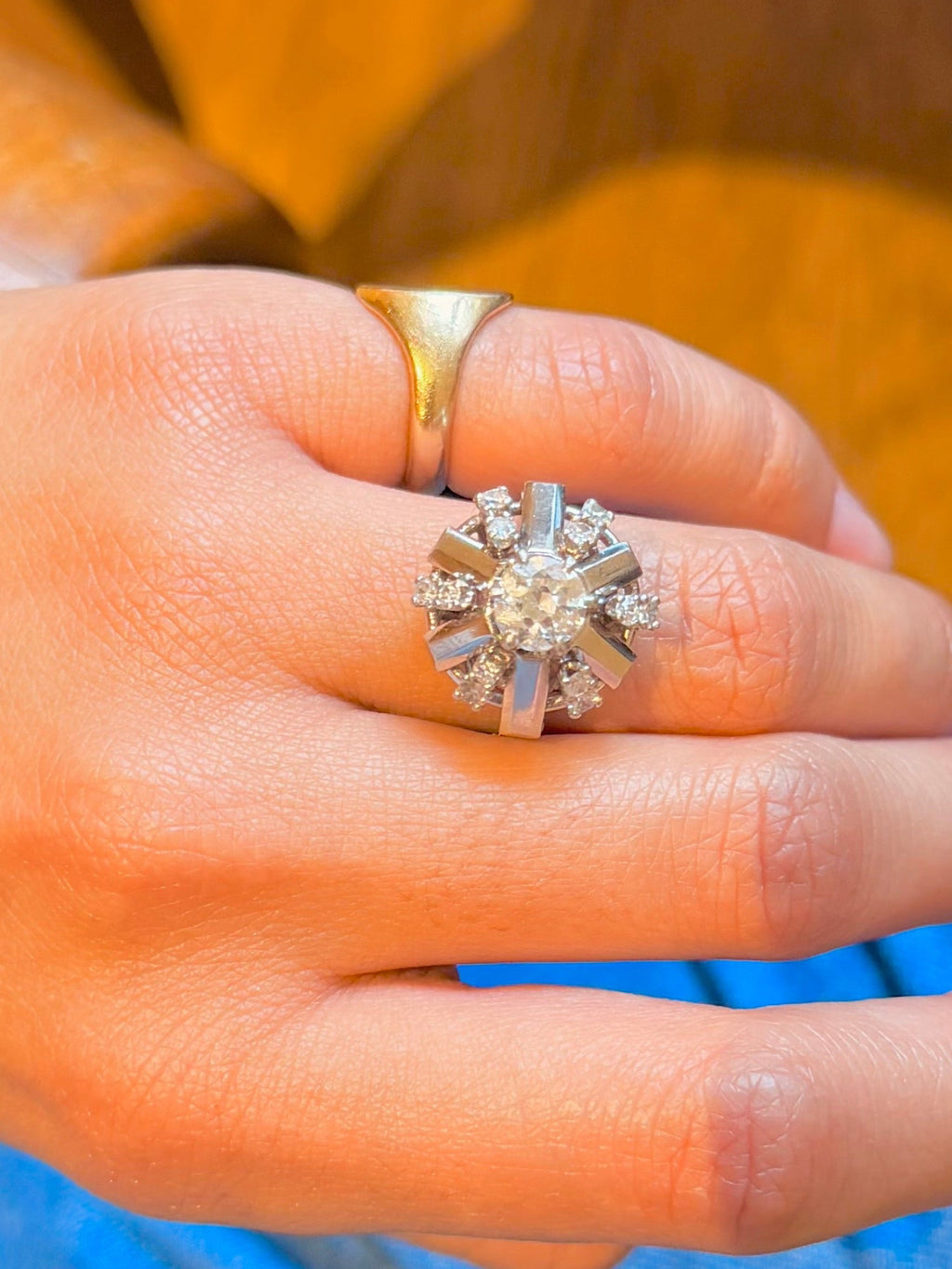 "Sidonie" Bague Art déco en platine et diamants