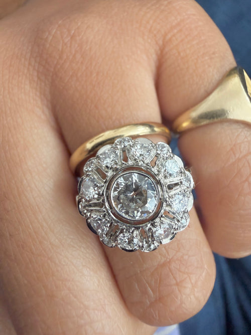 « Capucine » Bague art déco en platine et diamants 2 carats