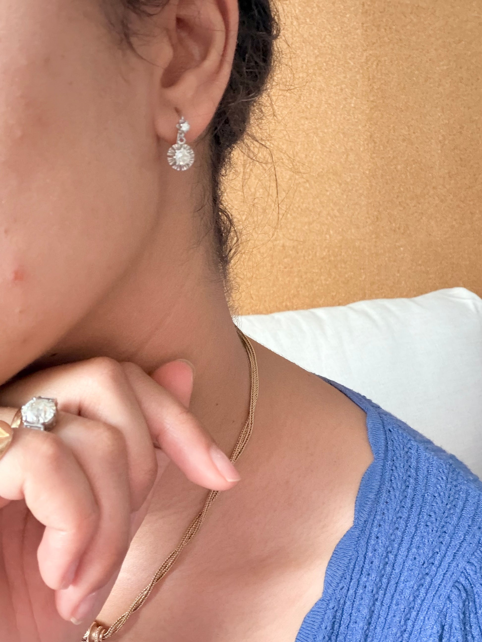 Dormeuses en or blanc et diamants