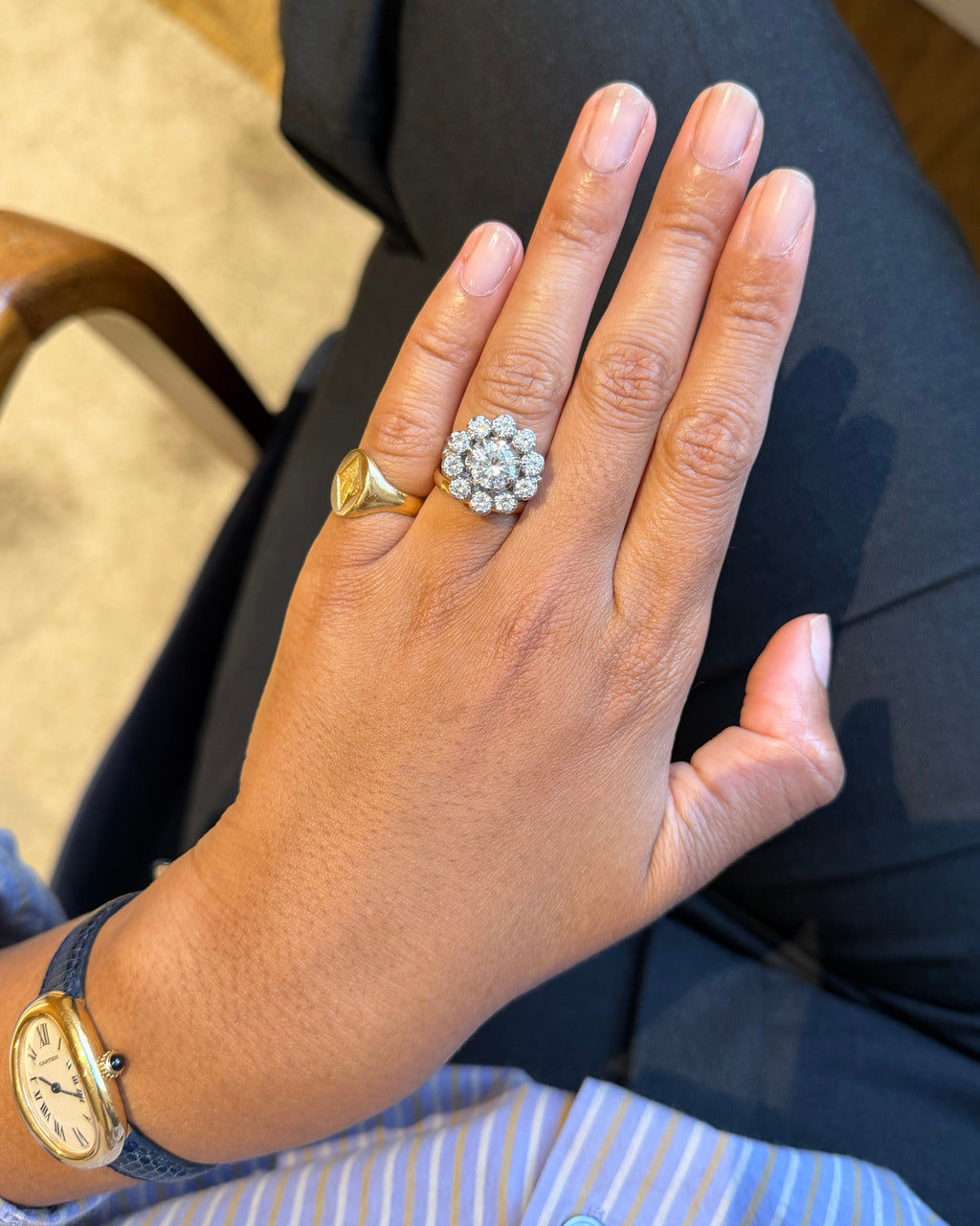 «  Alexandrine »  Bague Marguerite en platine et diamants