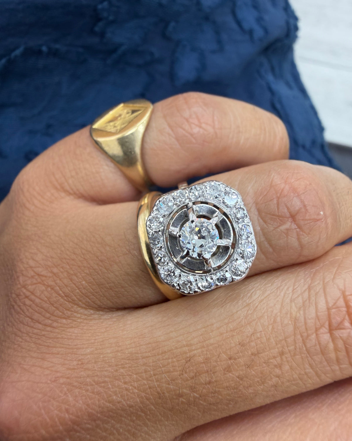 "Laeticia"  Bague art déco or blanc et diamants 1,5 carats