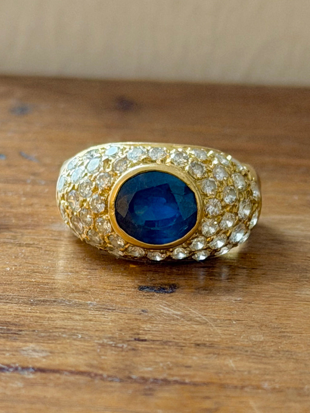 « Soïzic » Bague Jonc or jaune saphir et diamants