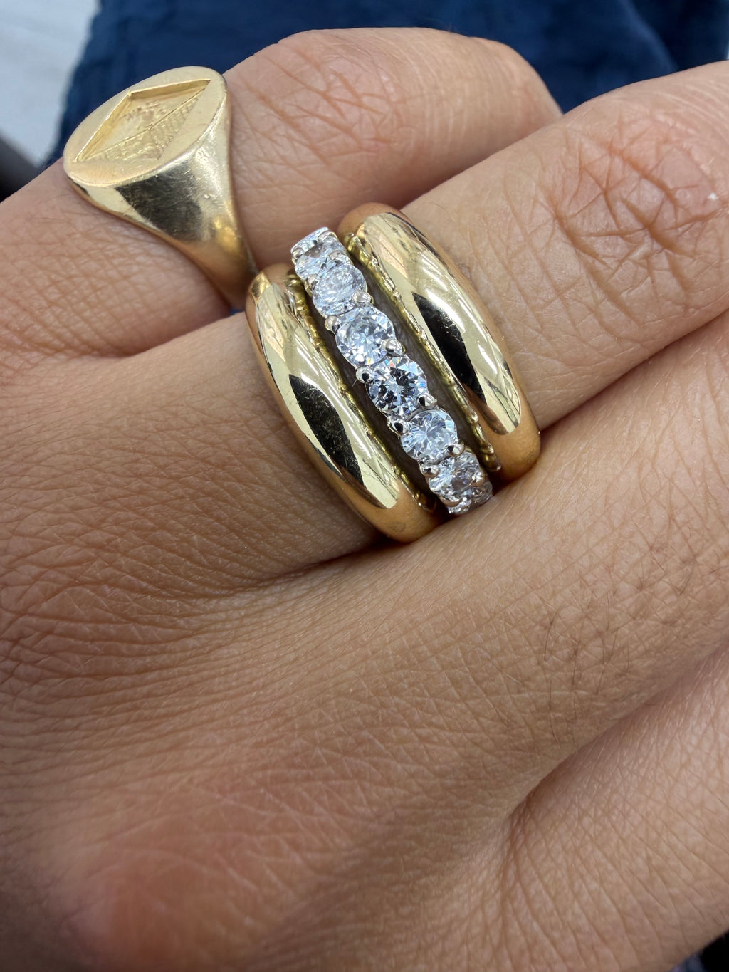 "Bénédicte" Bague bandeau en or jaune et diamants