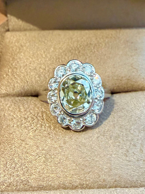 « Amicie » Bague Pompadour, en platine et diamants