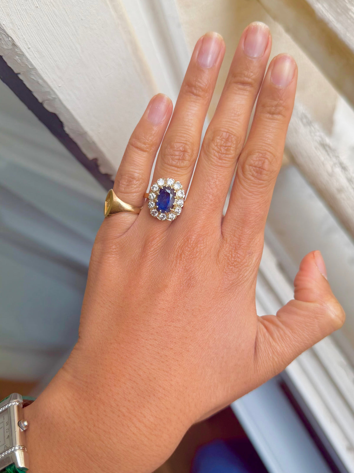 Bague Vintage LILI LA PIE - Argentée Avec Pierre Résine Noire - Taille 17,28
