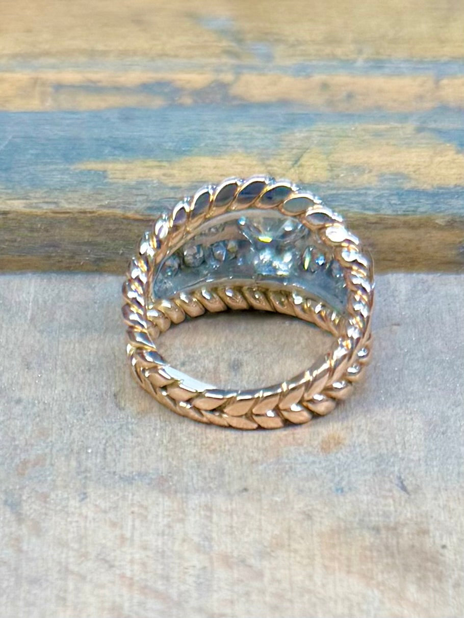 « Olivia » Bague double jonc or et diamants