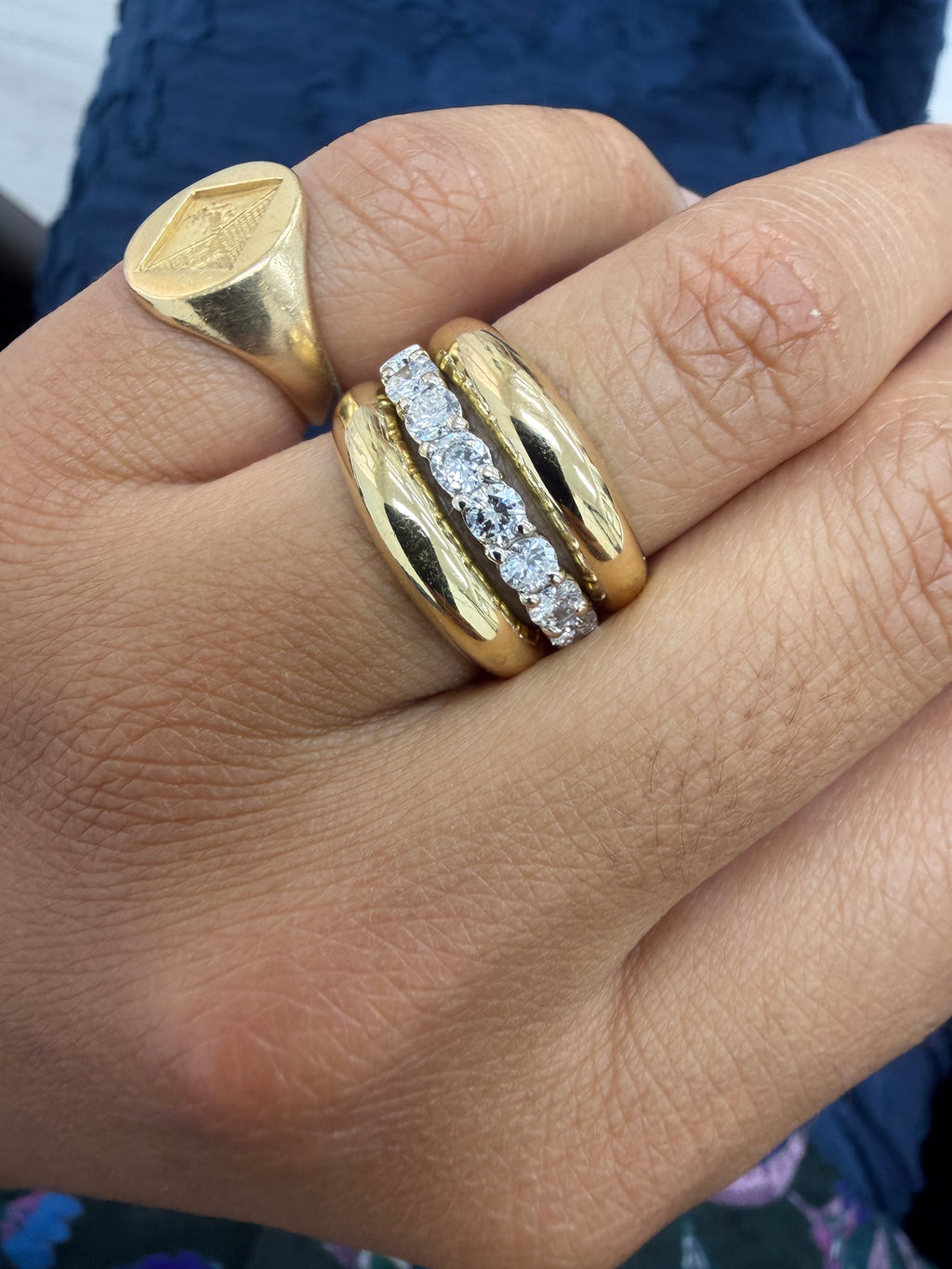 "Bénédicte" Bague bandeau en or jaune et diamants