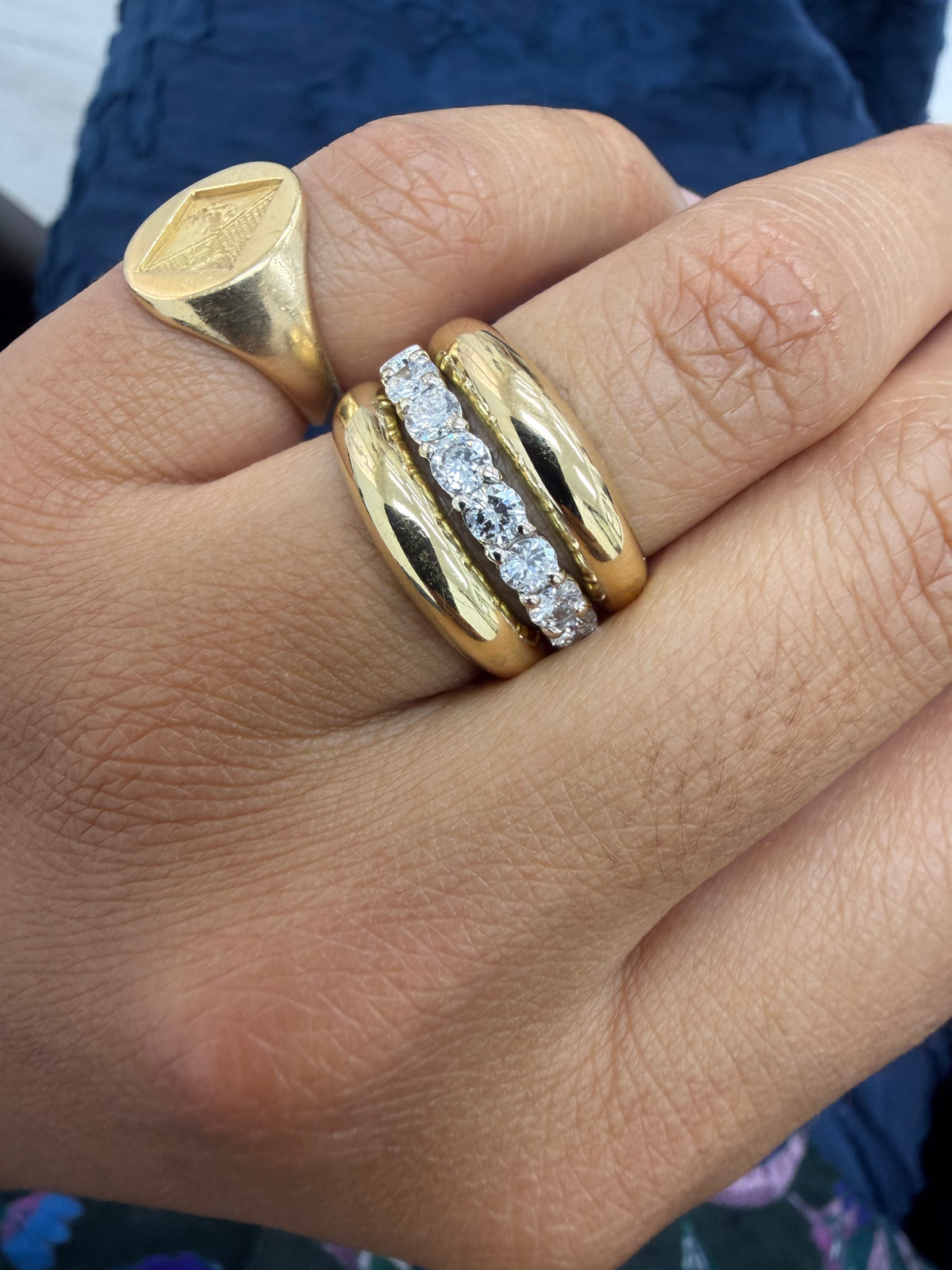 "Bénédicte" Bague bandeau en or jaune et diamants